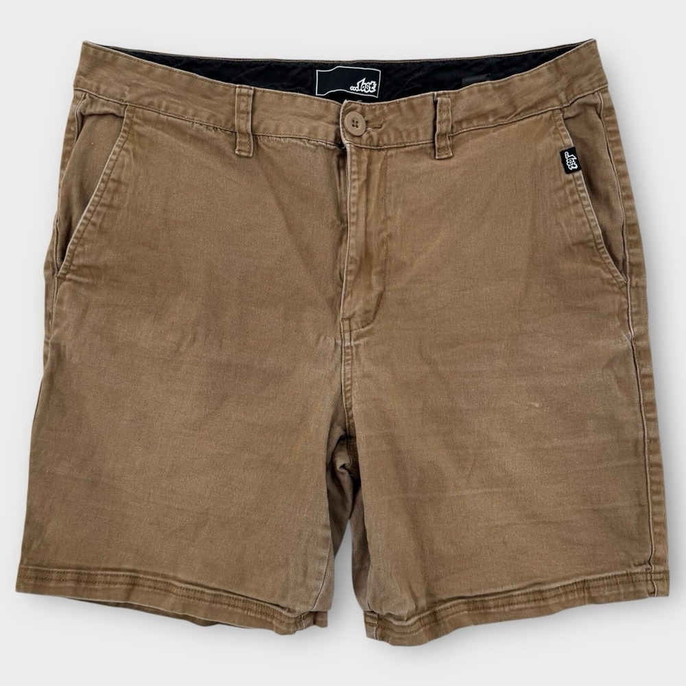 Lost Enterprises Shorts Mens 33 Khaki Chino Flat Front Walking Cotton Y2K Skater